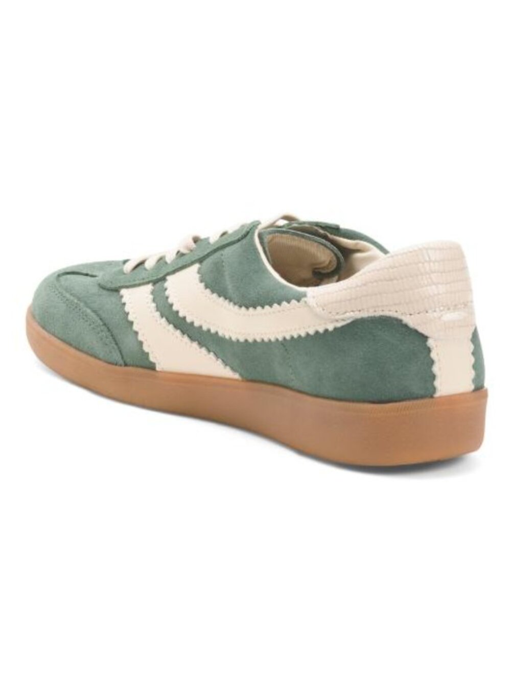 Dolce Vita Merit Suede Retro Trainer Sneakers Green Gum Sole - Picture 3 of 4